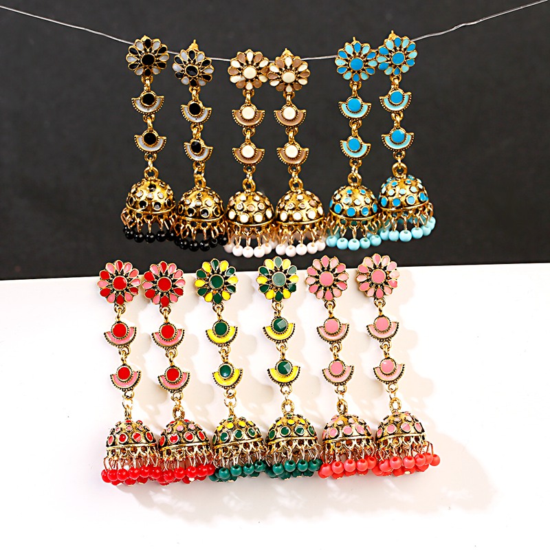 Jhumka Jhumki Nhiều Màu Hạt Tu - đánh giá và giá Indian Wedding Supply