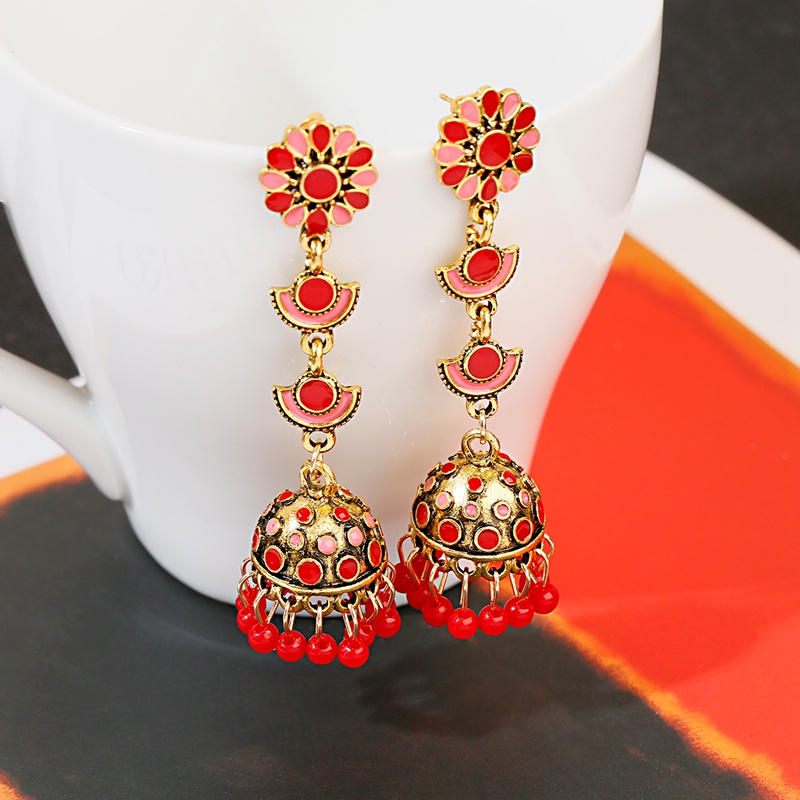 Dân Tộc Dài Màu Hồng Hoa Jhumk - đánh giá và giá Indian Wedding Supply